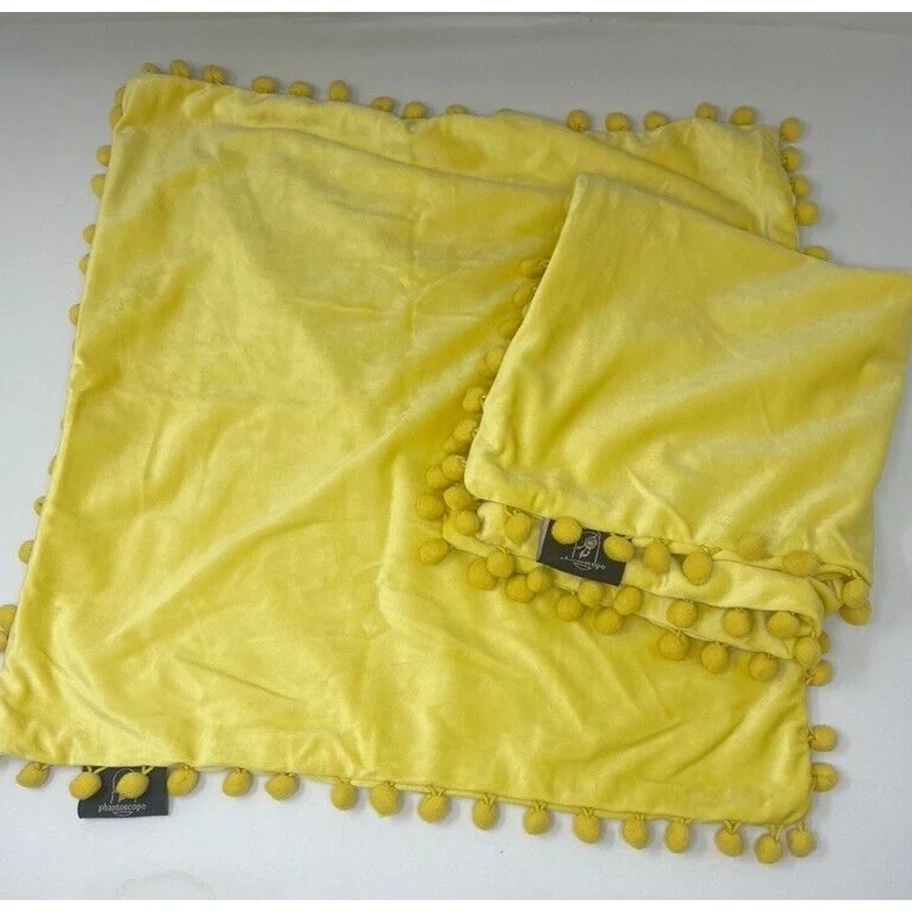 Phantoscope Velvet‎ Decorative Throw Pillow Covers Boho Soft Solid Square Yellow